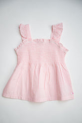 Pink Gingham Smocked Tank Top